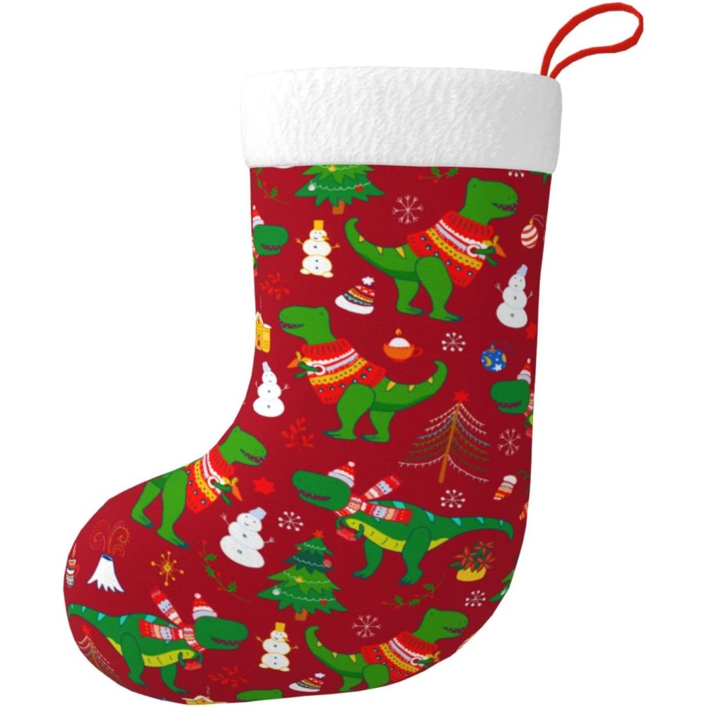 Christmas Stocking Hanging - Cute Christmas Dinosaur Christmas Stockings Fireplace