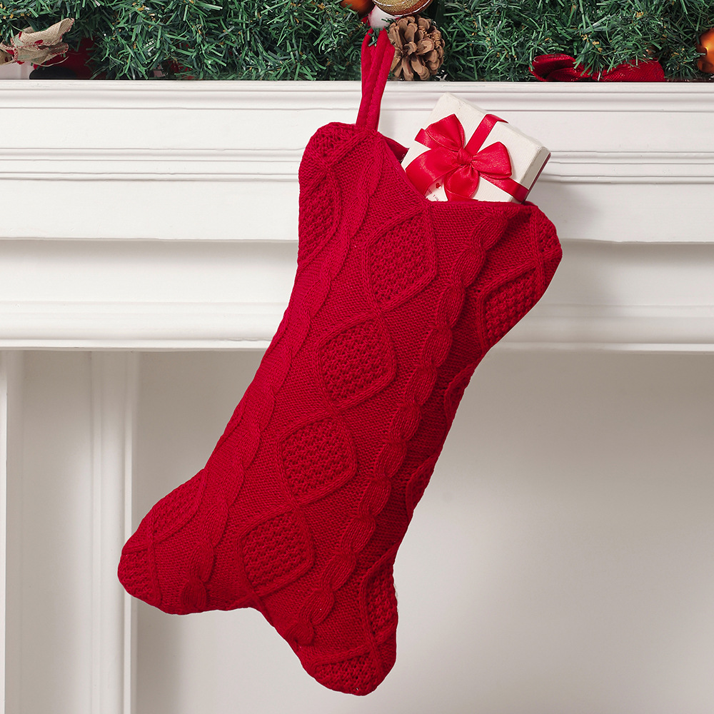 Christmas Stocking Hanging - Dog Christmas Stocking, Knit Christmas Stocking,
