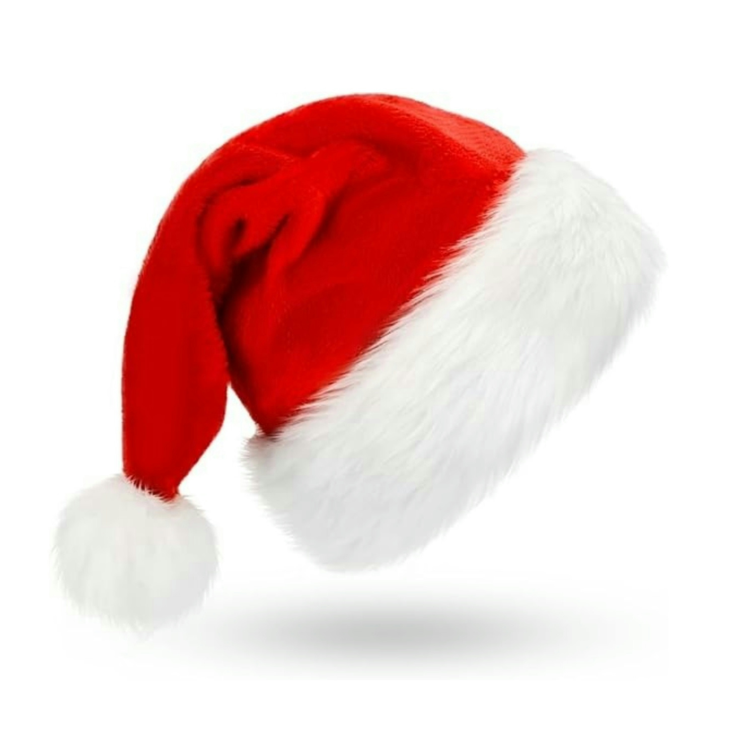 Santa Hat Plush - Fluffy Red Santa Hats Set with
