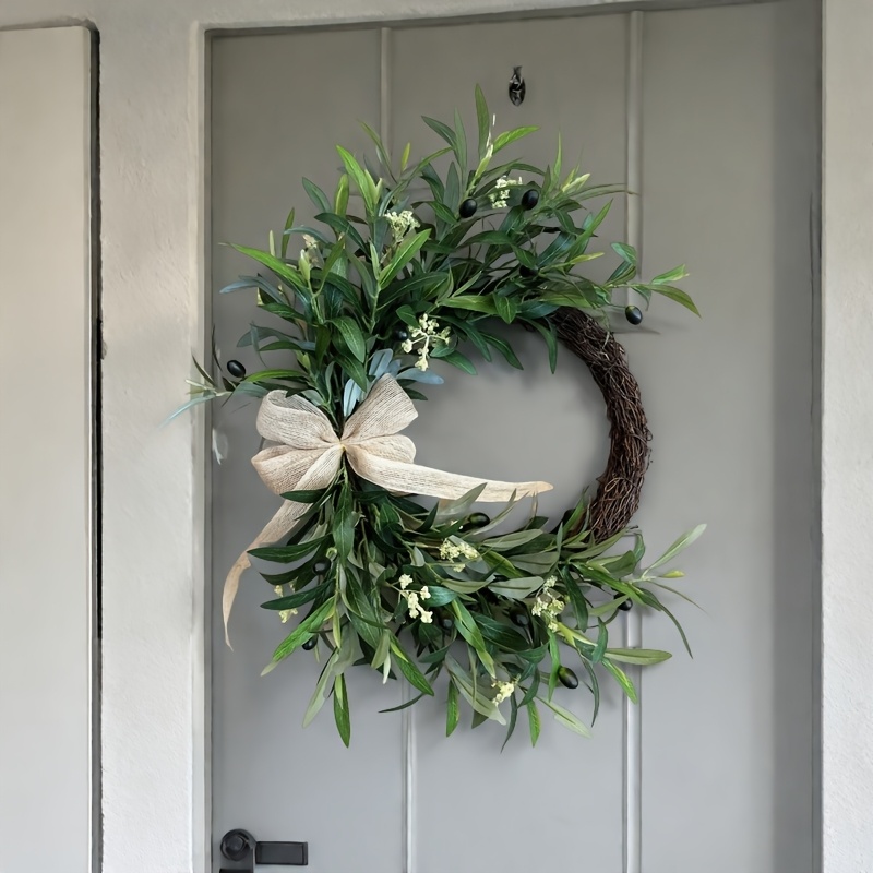 Christmas Wreath Fake - 2025 Artificial Olive Wreath Wall Hanging