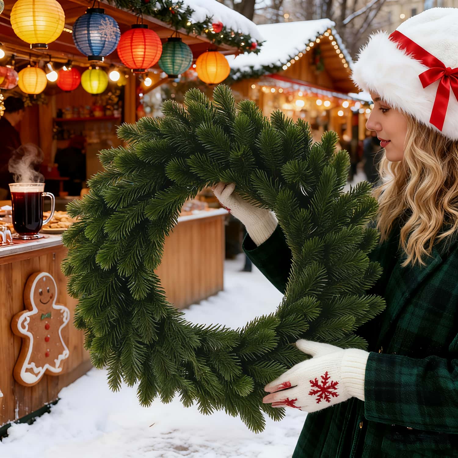 1pc Artificial Christmas Wreat - Christmas Wreath Fake 评论和价格