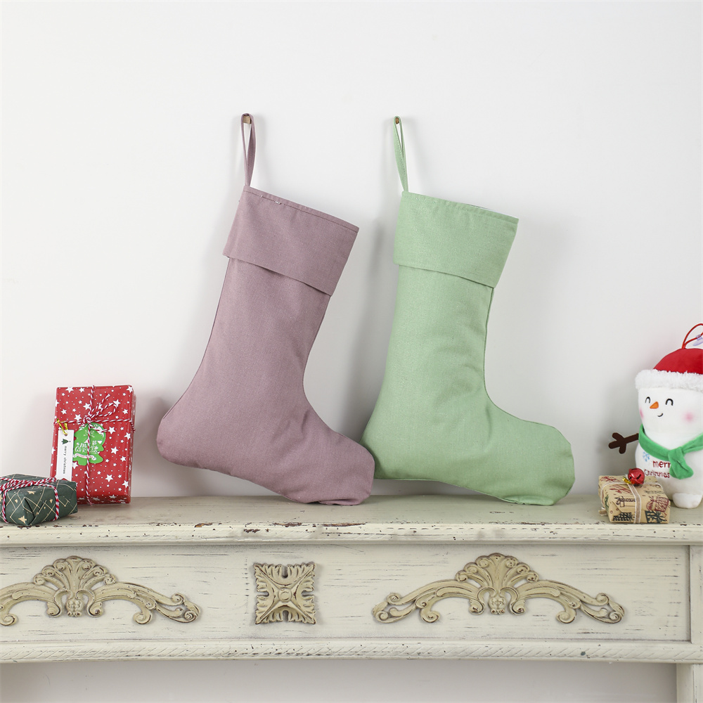 Linen Christmas Stocking Xmas  - Christmas Stocking Hanging 评论和价格