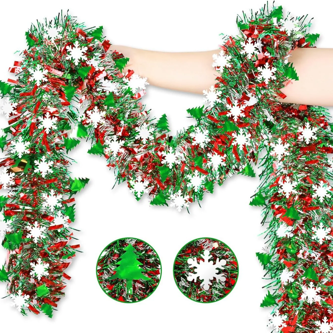 2M Christmas Snowflake Tinsel  - Tinsel Garland Decoration 评论和价格