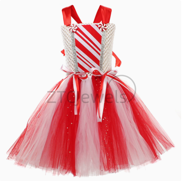 Girls Christmas Candy Cane Tut - Elf Costume Christmas 评论和价格