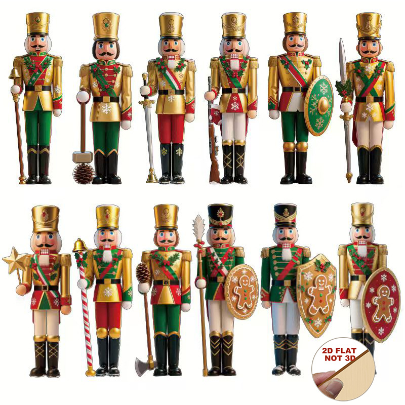 2D Flat 12Pcs Wooden Nutcracke - Nutcracker Figurine 评论和价格