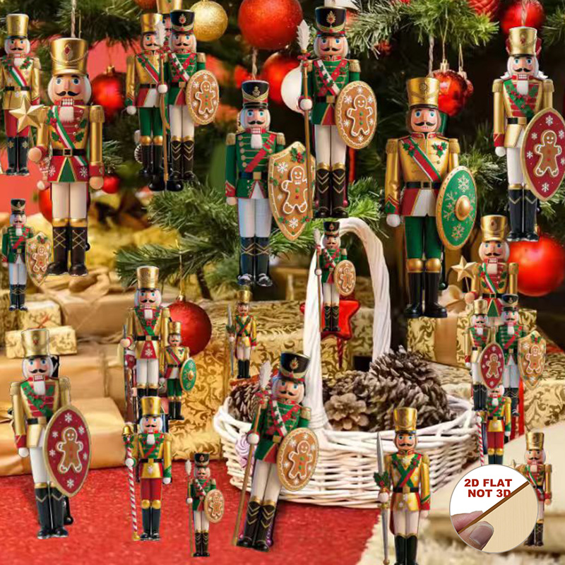 2D Flat 12Pcs Wooden Nutcracke - Nutcracker Figurine 评论和价格