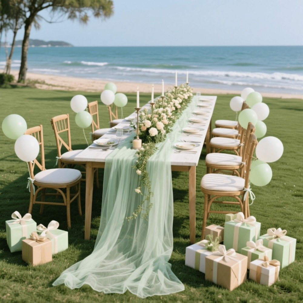 Wedding Sheer Table Runner, Bo - Christmas Table Runner 评论和价格