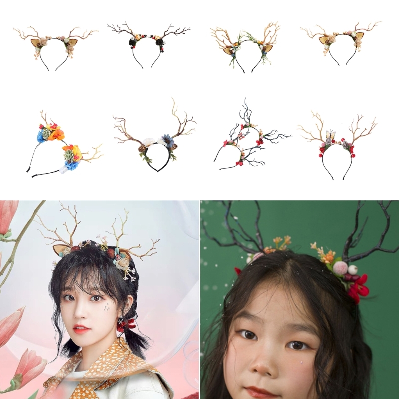 Branch Reindeer Antler Hair Ho - Reindeer Antlers Headband 评论和价格