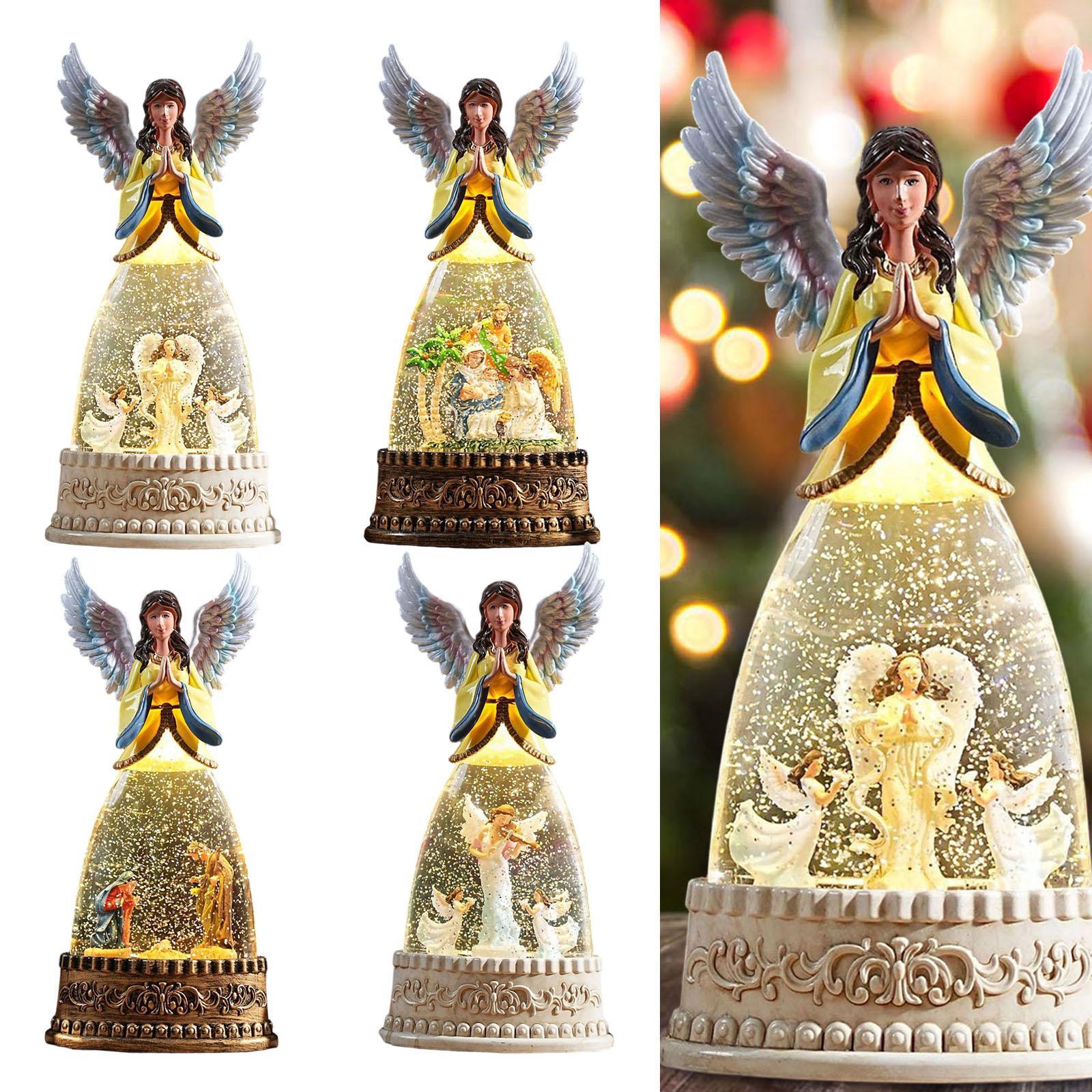 Lighted Angel Figurine Snow Gl - Snow Globe Musical 评论和价格