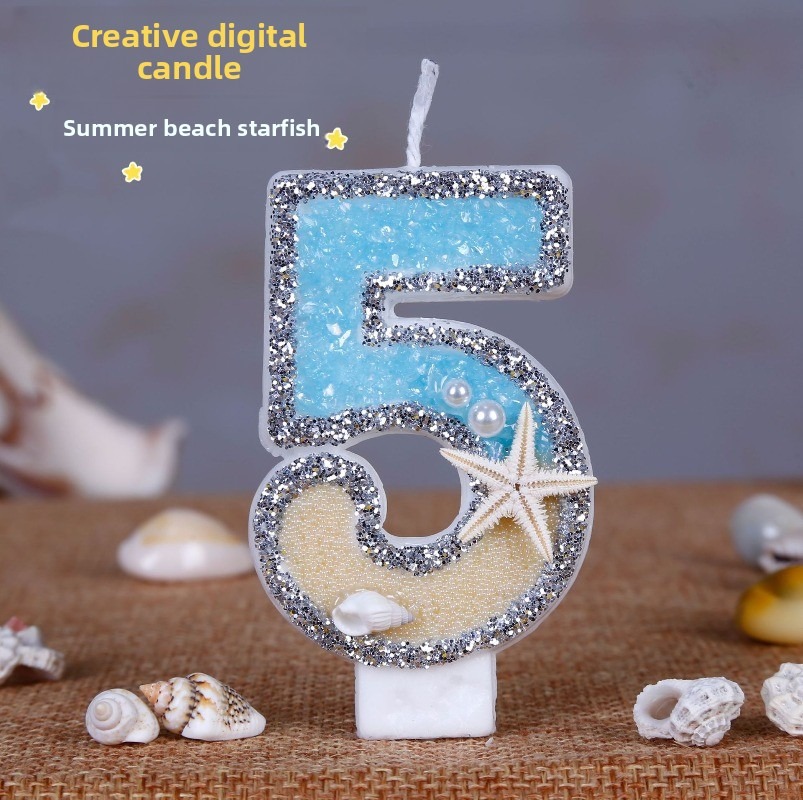 Beach Starfish Number Birthday - Holiday Candle Set 评论和价格