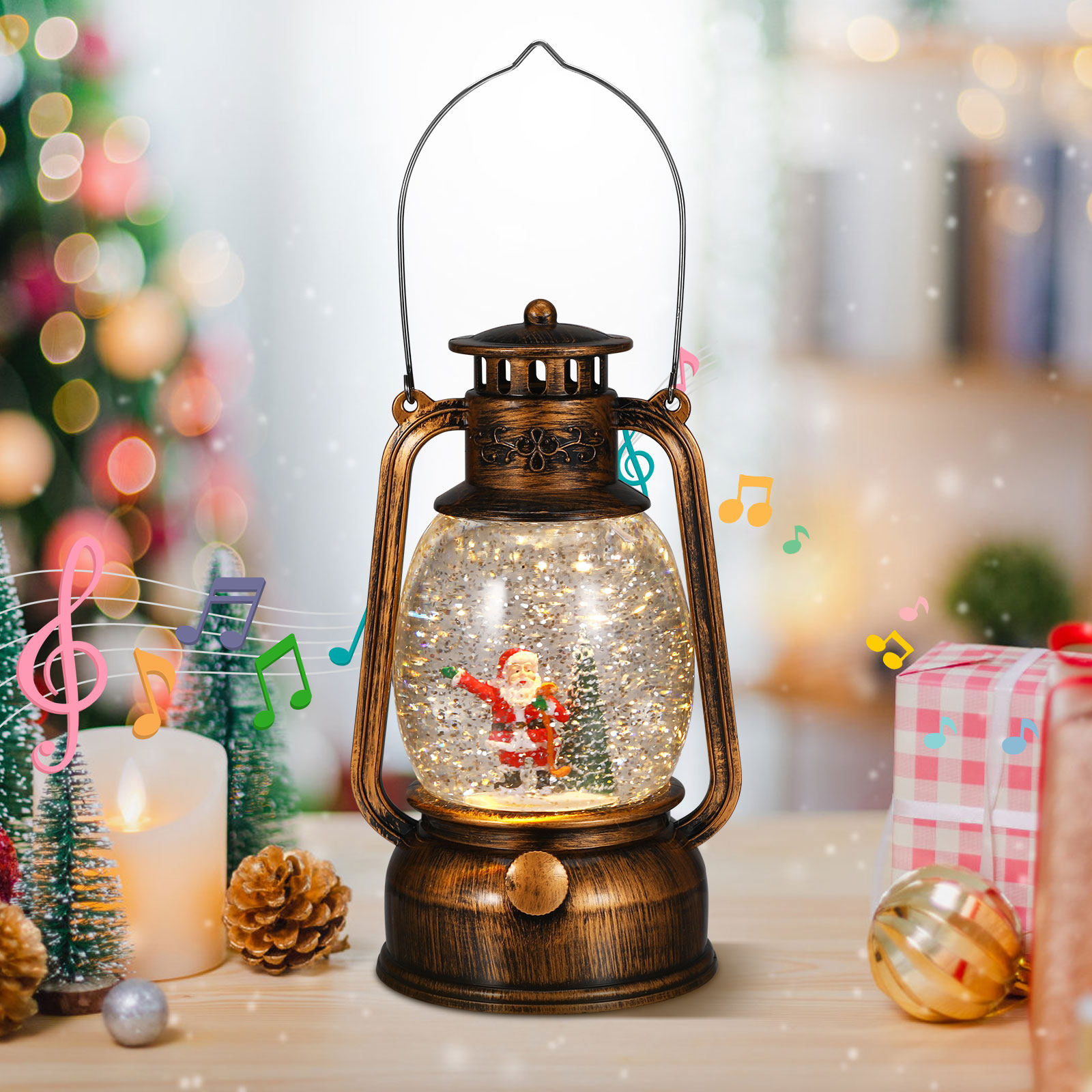 Christmas Snow Globe Lantern w - Snow Globe Musical 评论和价格