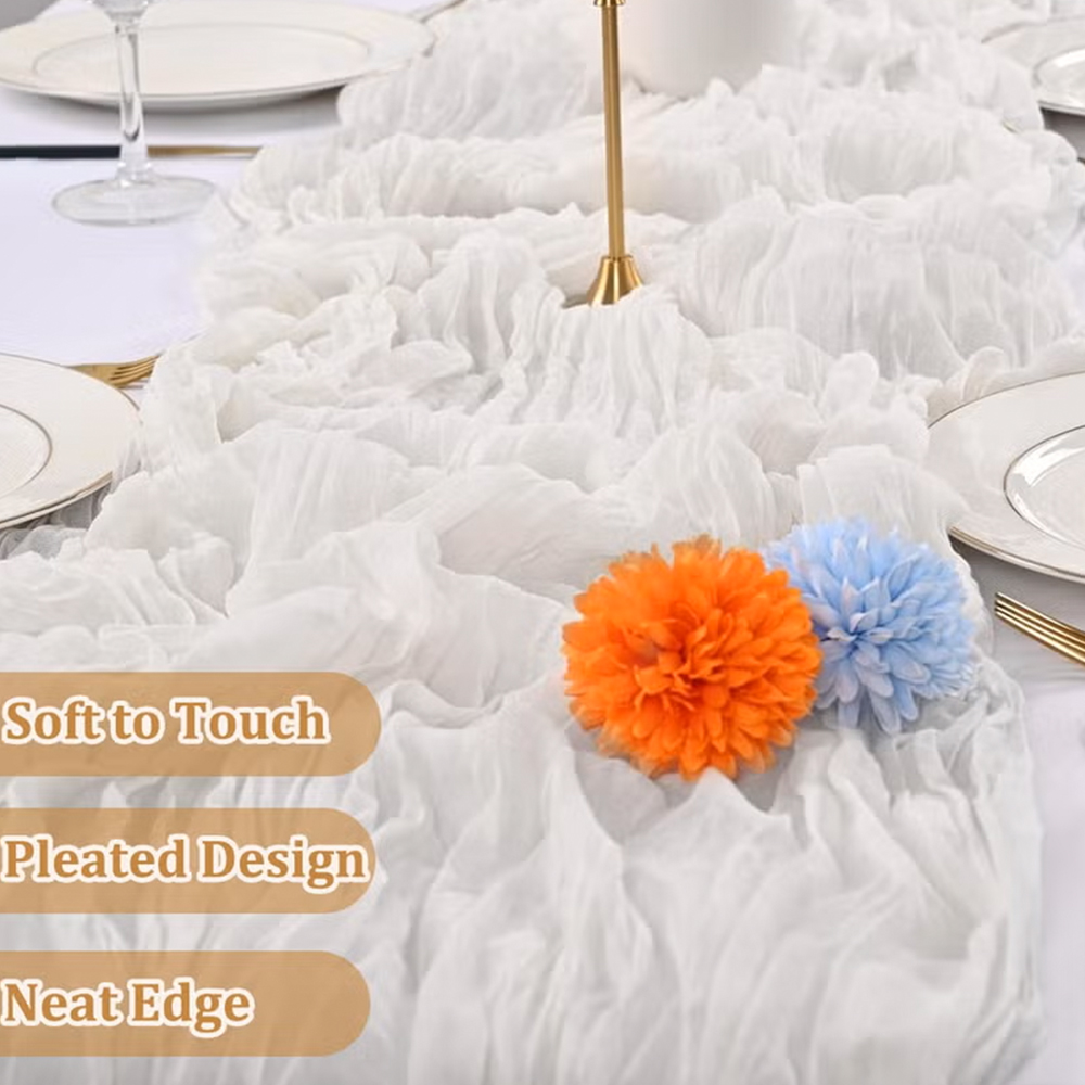 90x400CM Cheesecloth Table Run - Christmas Table Runner 评论和价格