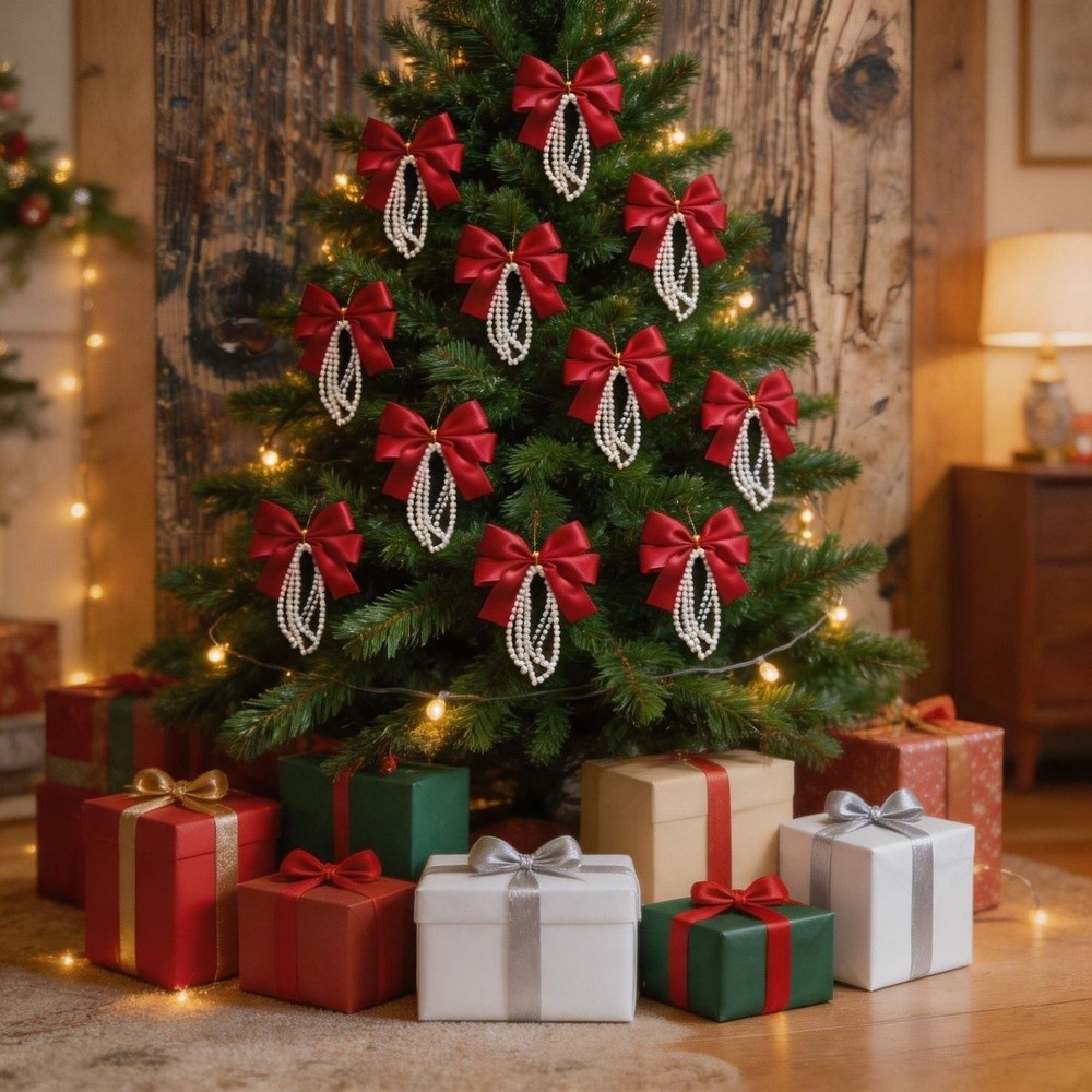 12pcs Set Christmas Tree Bows  - Gift Box Wrap Set 评论和价格