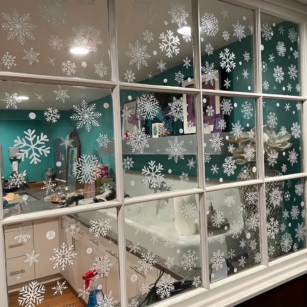 137Pcs Winter Snowflake Static - Snowflake Window Decal 评论和价格