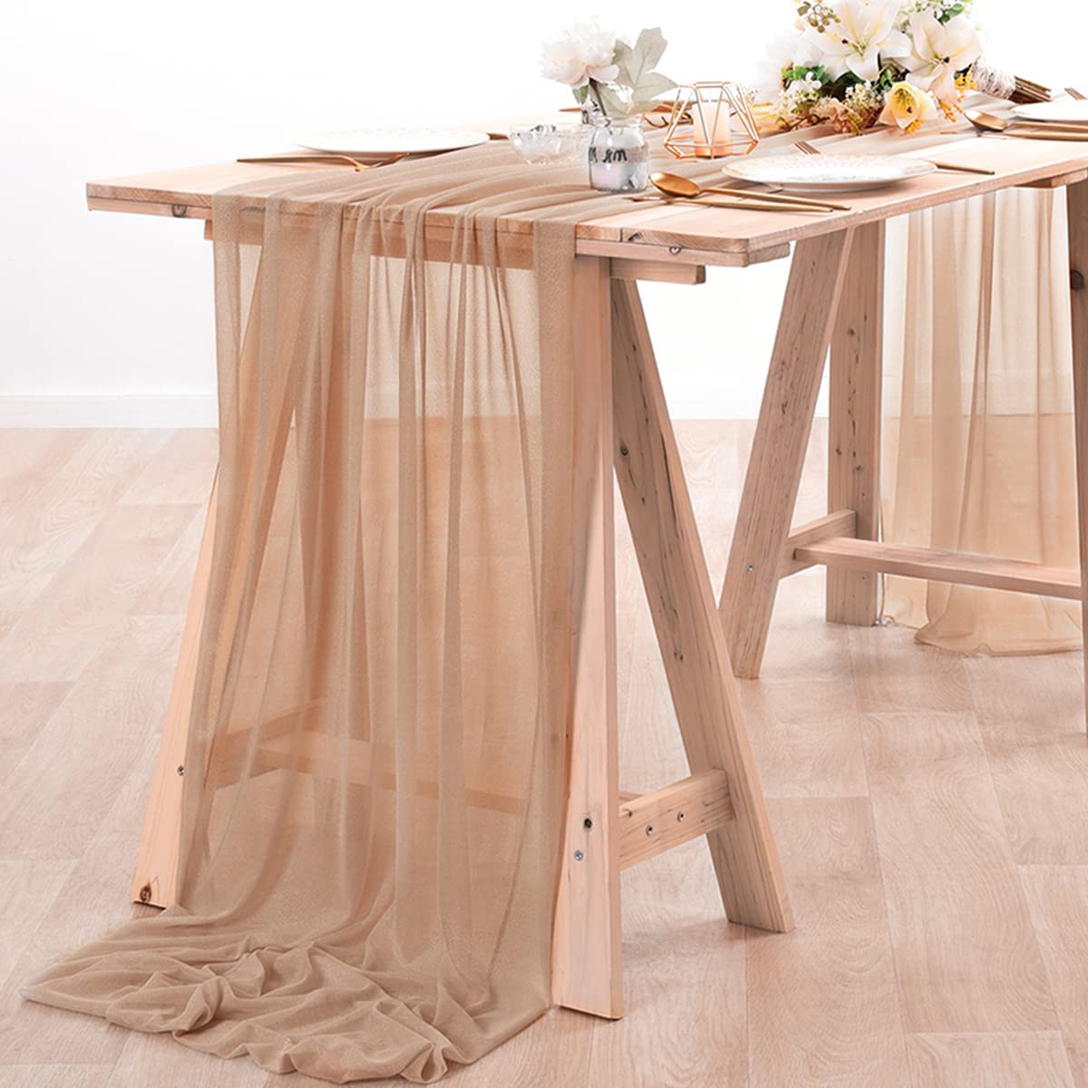 Chiffon Table Runner Nude Shee - Christmas Table Runner 评论和价格