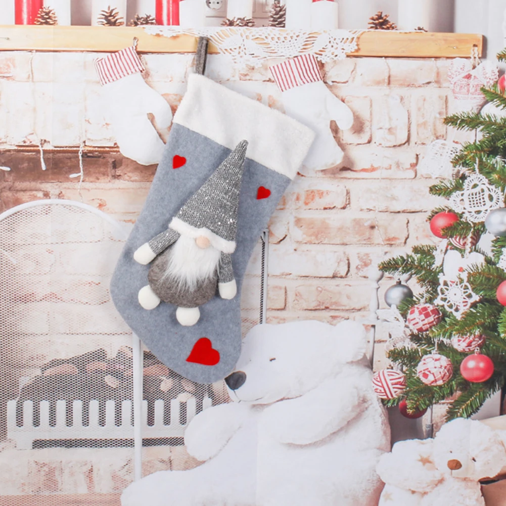 Christmas Plush Santa Claus Fa - Christmas Stocking Hanging 评论和价格