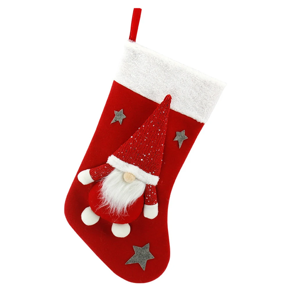 Christmas Plush Santa Claus Fa - Christmas Stocking Hanging 评论和价格