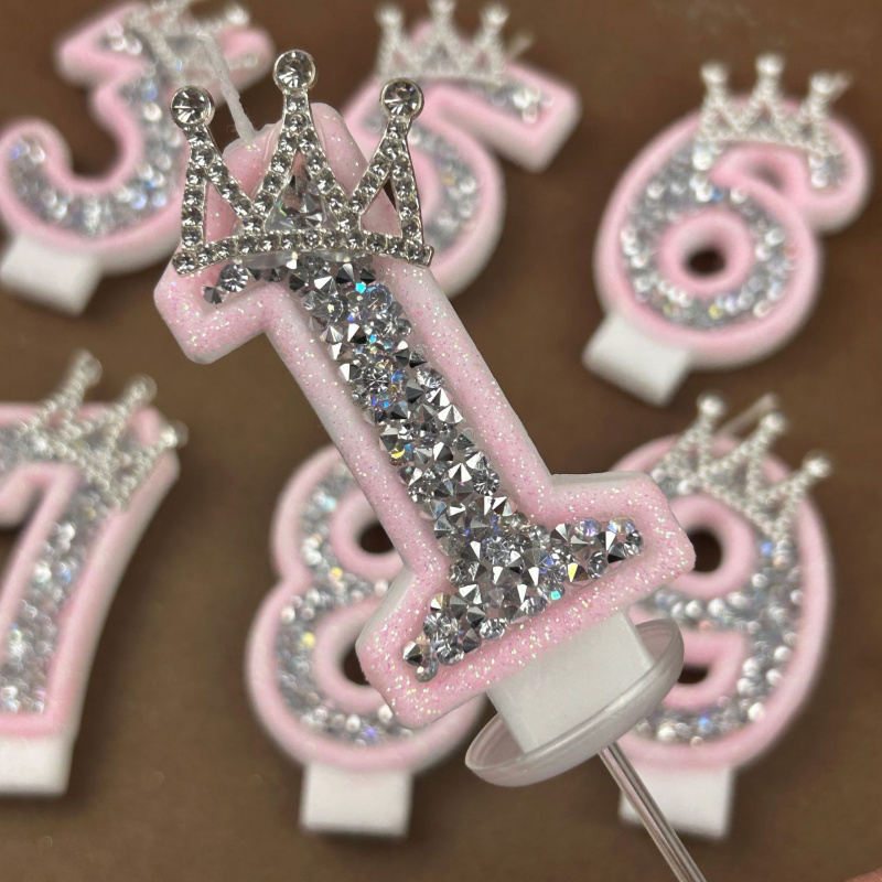 Digital Candles 0-9 Pink Silve - Holiday Candle Set 评论和价格