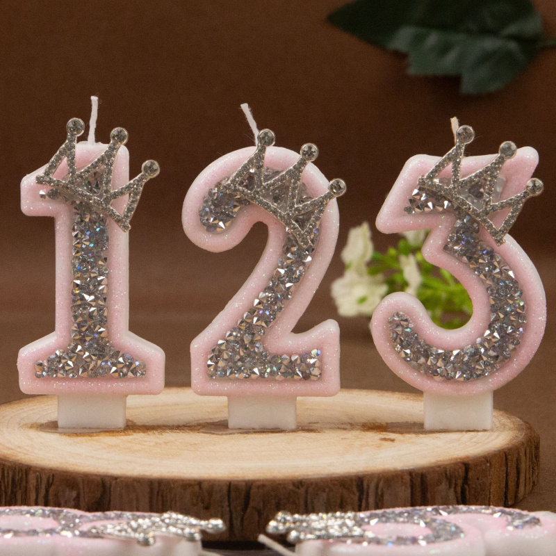 Digital Candles 0-9 Pink Silve - Holiday Candle Set 评论和价格