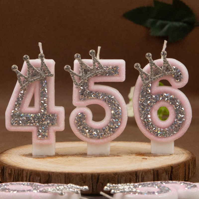 Digital Candles 0-9 Pink Silve - Holiday Candle Set 评论和价格