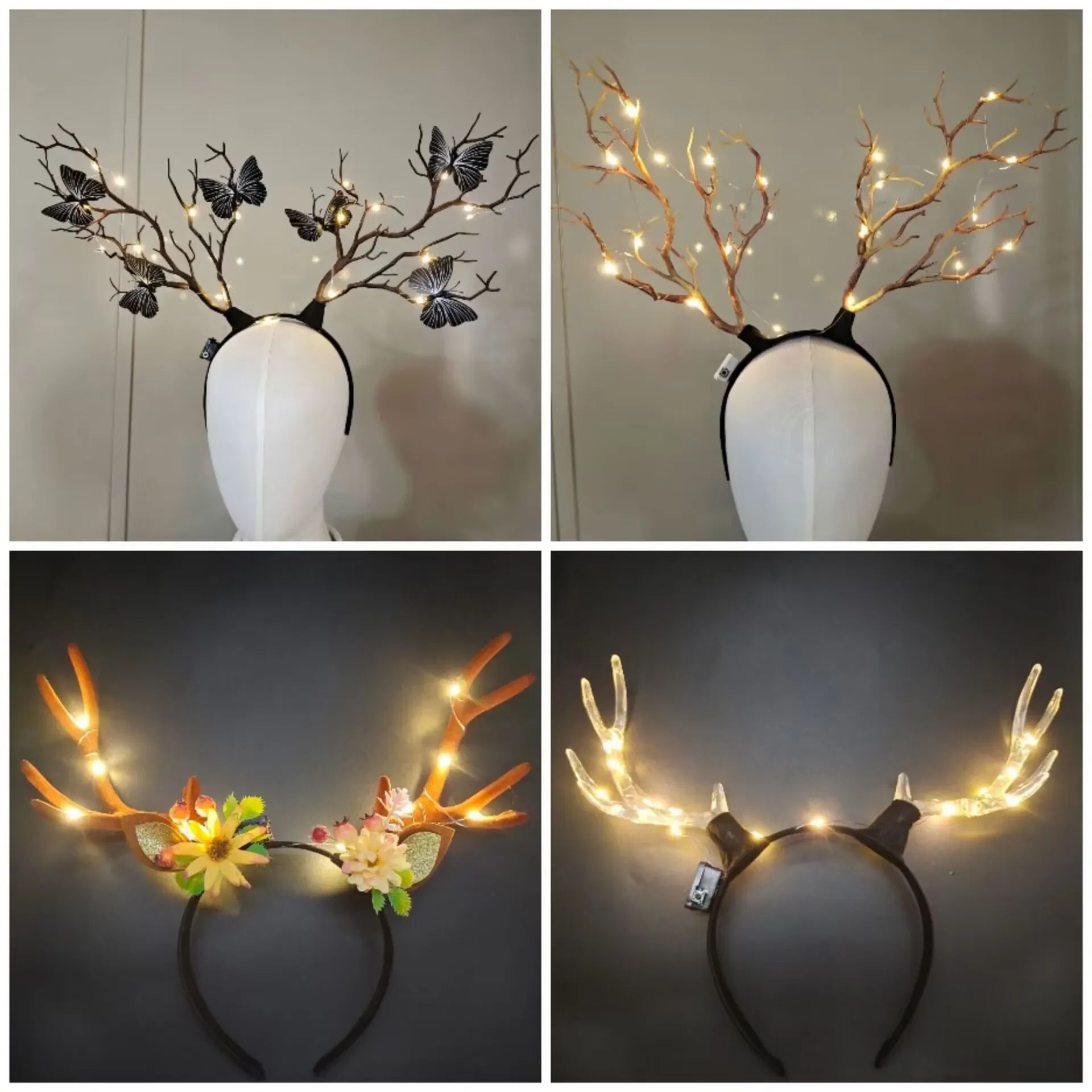 Women Girls Light Up Glowing R - Reindeer Antlers Headband 评论和价格