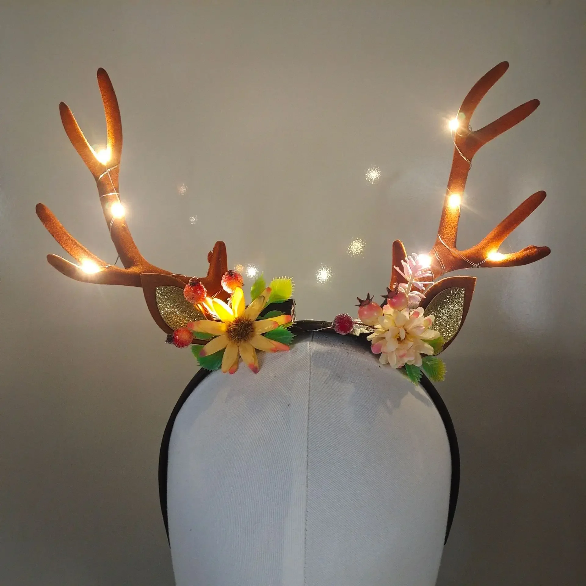 Women Girls Light Up Glowing R - Reindeer Antlers Headband 评论和价格
