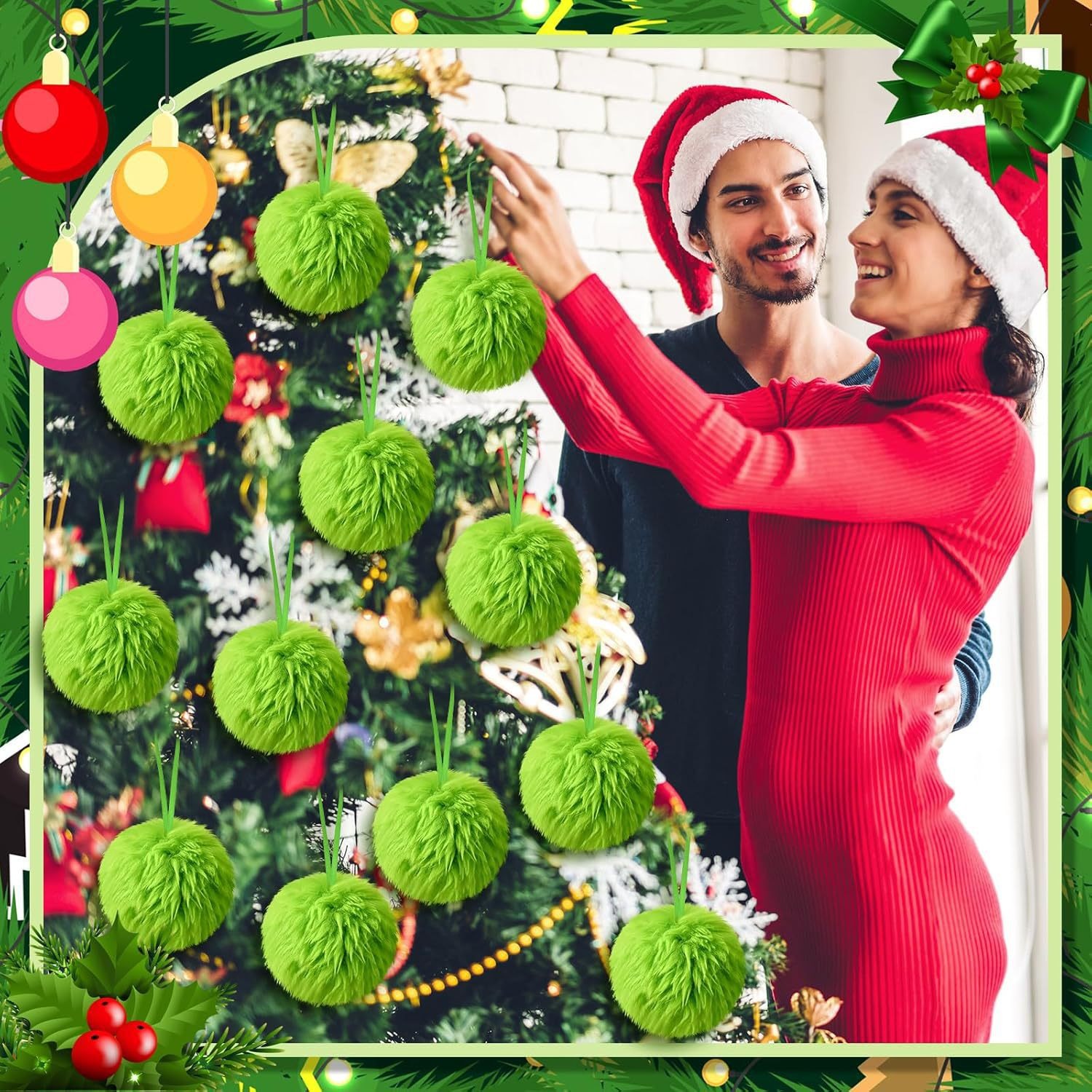 Christmas Green Long Plush Bal - Santa Hat Plush 评论和价格