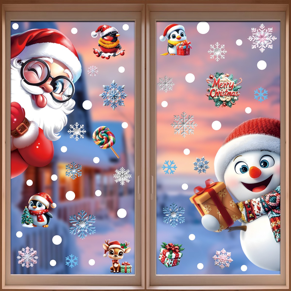 Christmas Window Stickers Ging - Snowflake Window Decal 评论和价格