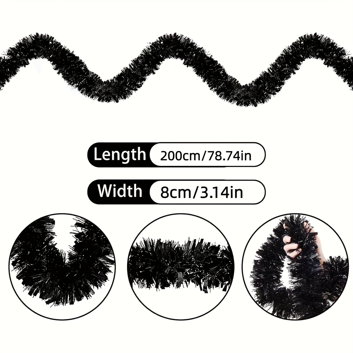 1pcs Black Tinsel Garland in M - Tinsel Garland Decoration 评论和价格