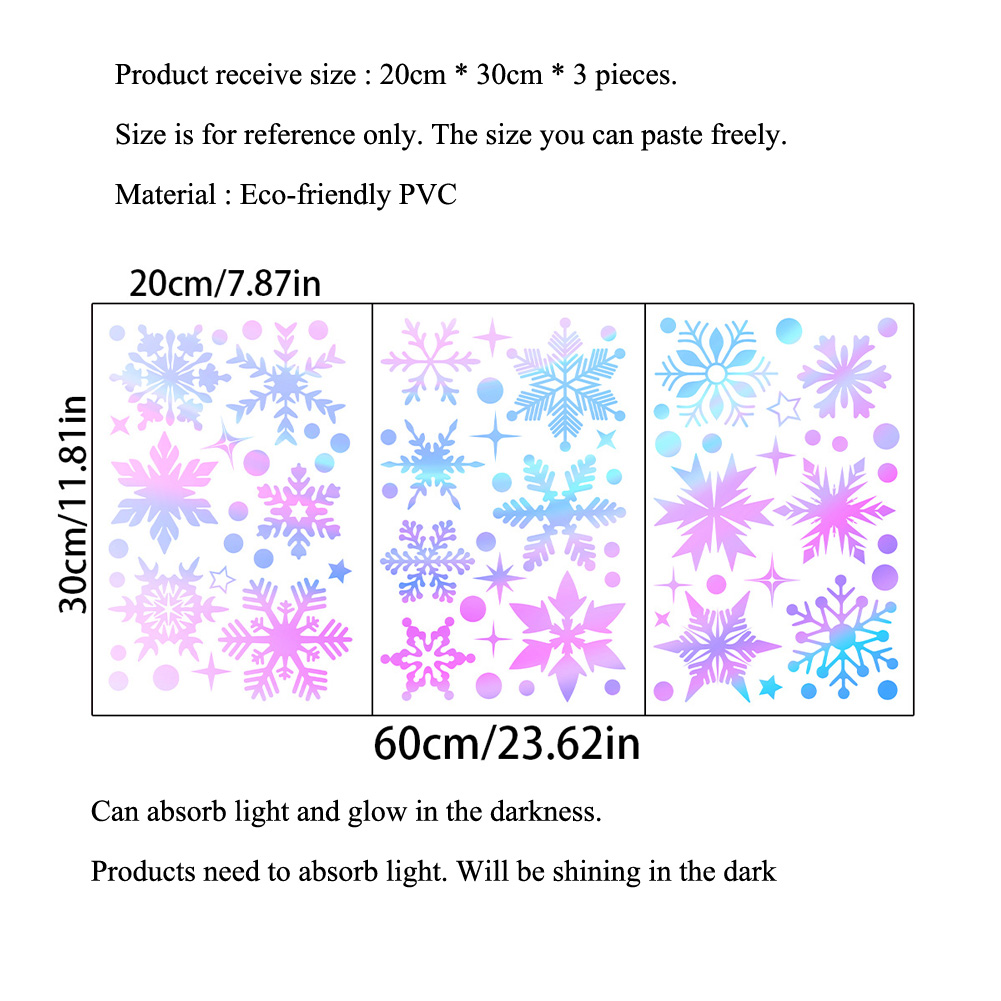 Colorful Luminous Snowflakes W - Snowflake Window Decal 评论和价格