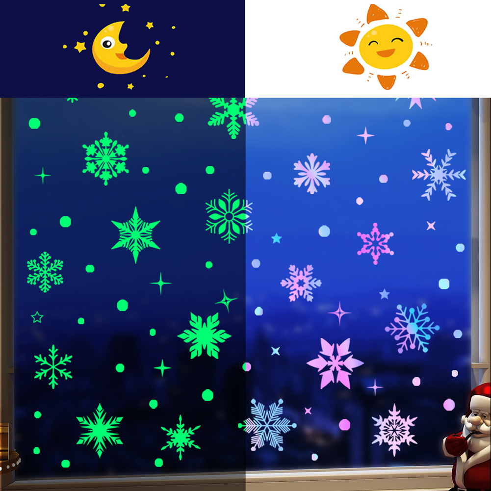 Colorful Luminous Snowflakes W - Snowflake Window Decal 评论和价格
