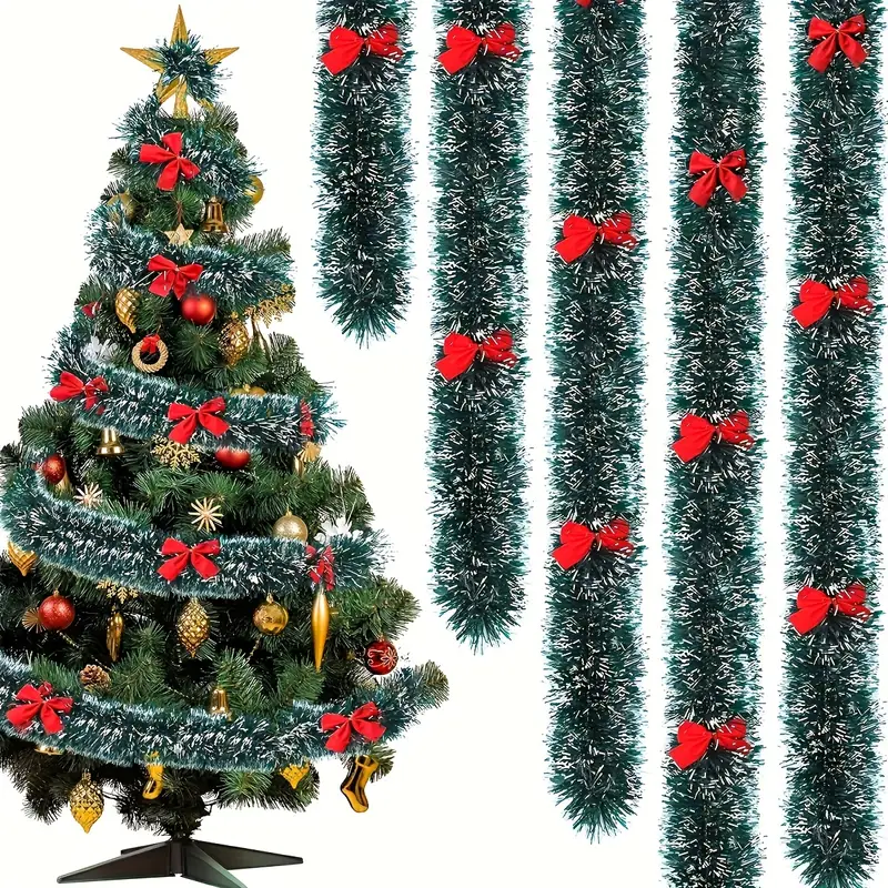 Christmas Bow Tinsel Ribbons G - Tinsel Garland Decoration 评论和价格