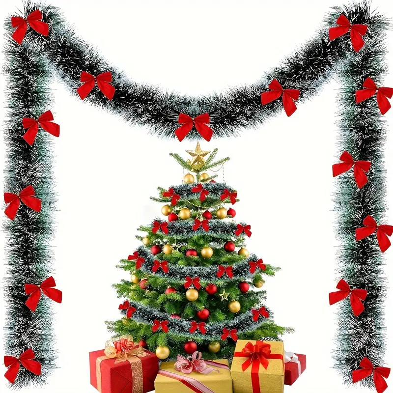 Christmas Bow Tinsel Ribbons G - Tinsel Garland Decoration 评论和价格
