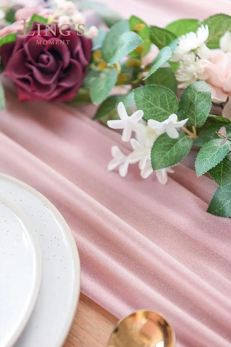 Chiffon White Table Runner Tab - Christmas Table Runner 评论和价格