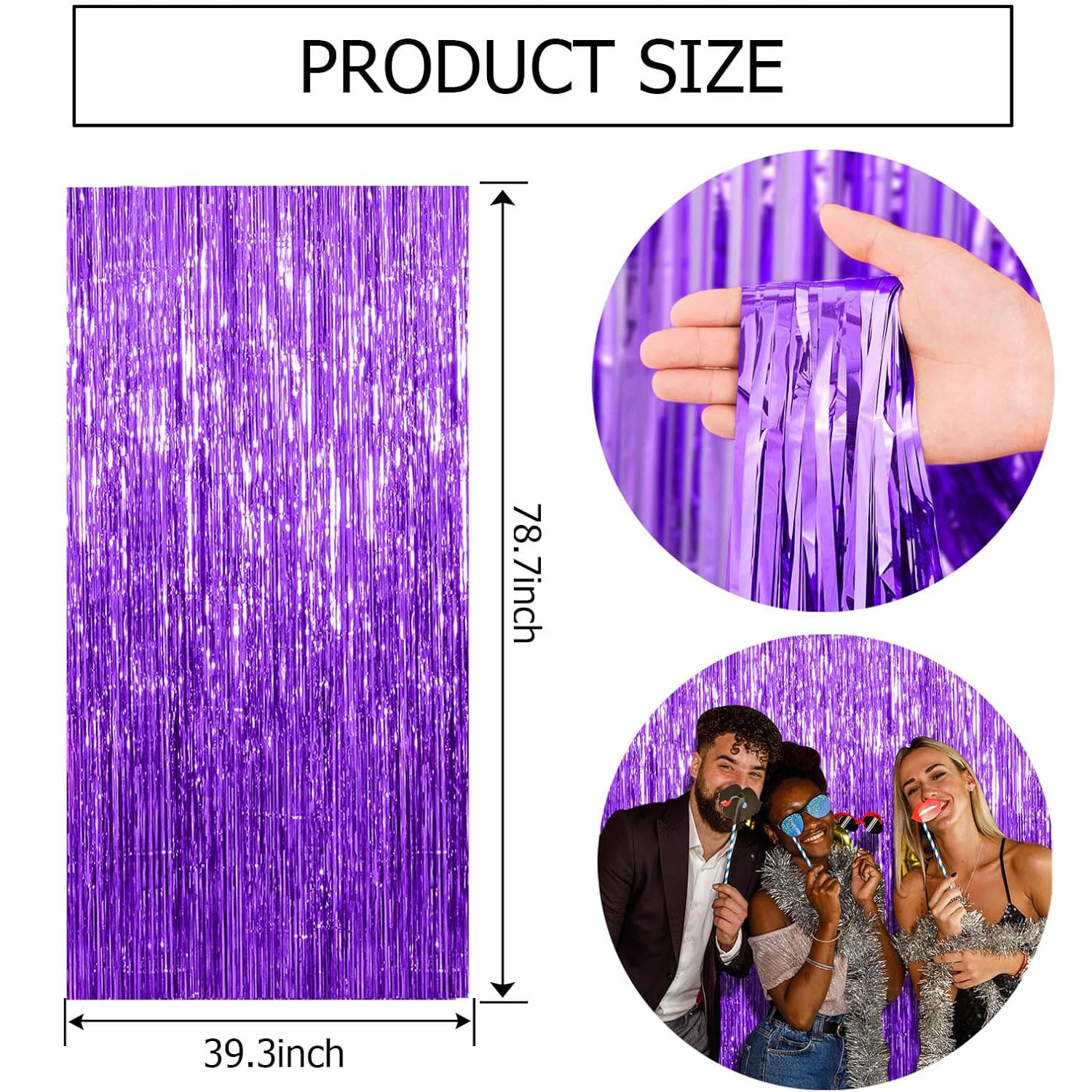 2 Pcs Purple Backdrop Tinsel S - Tinsel Garland Decoration 评论和价格