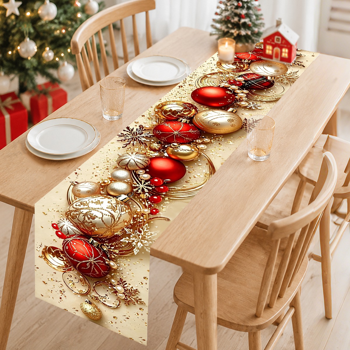 Retro Christmas Table Runner X - Christmas Table Runner 评论和价格