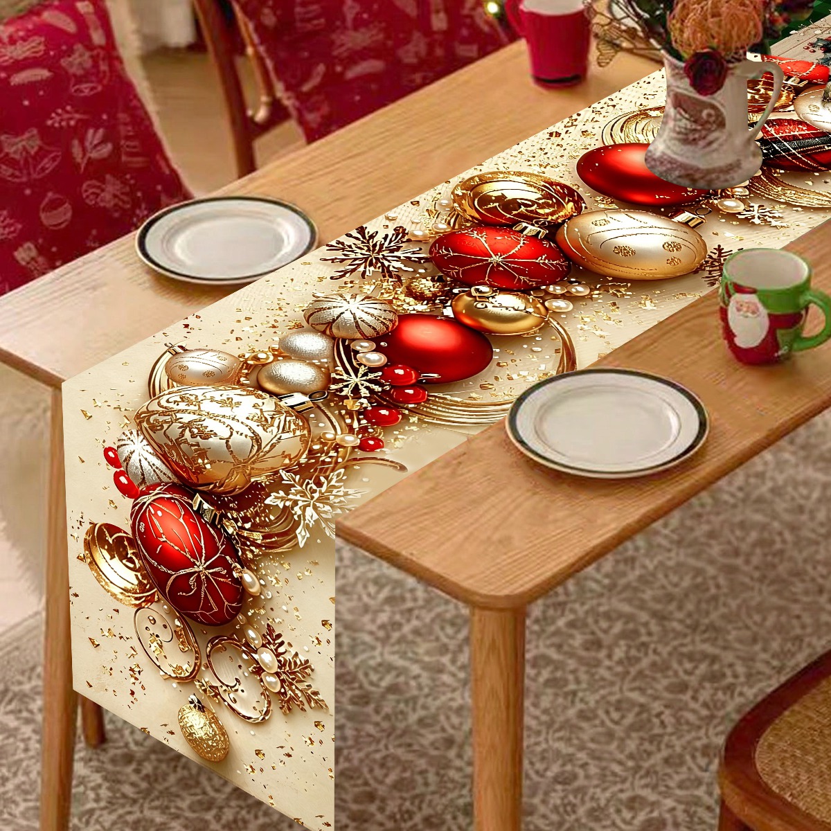 Retro Christmas Table Runner X - Christmas Table Runner 评论和价格