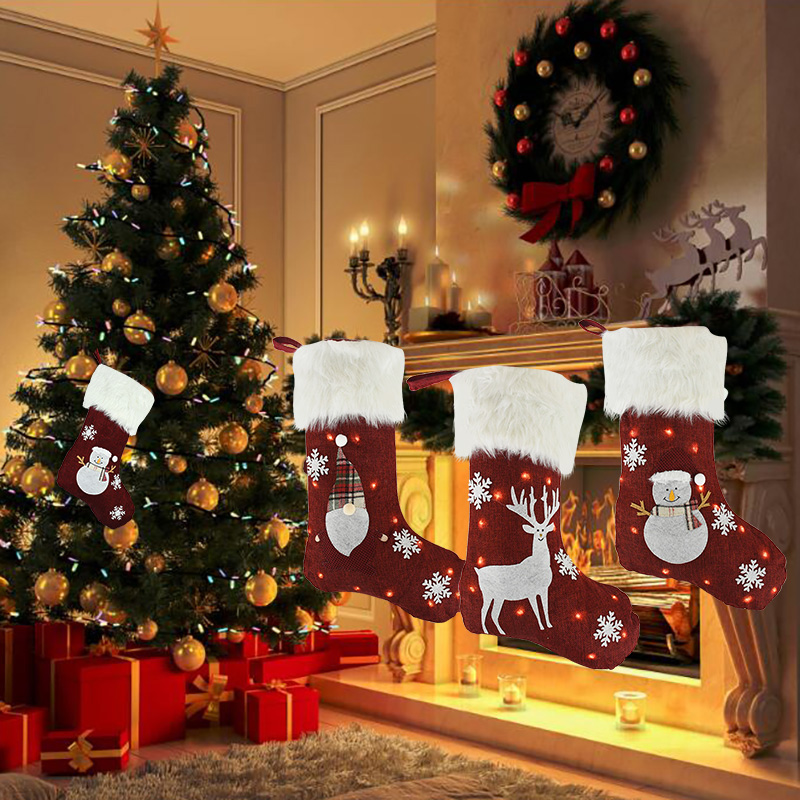 Christmas Socks With Led Light - Christmas Stocking Hanging 评论和价格