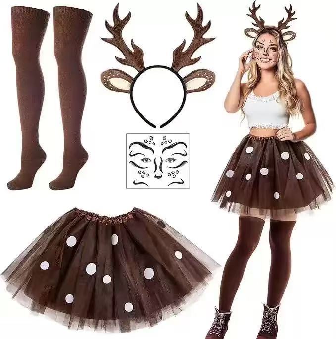 Reindeer Costume Set Antler He - Reindeer Antlers Headband 评论和价格