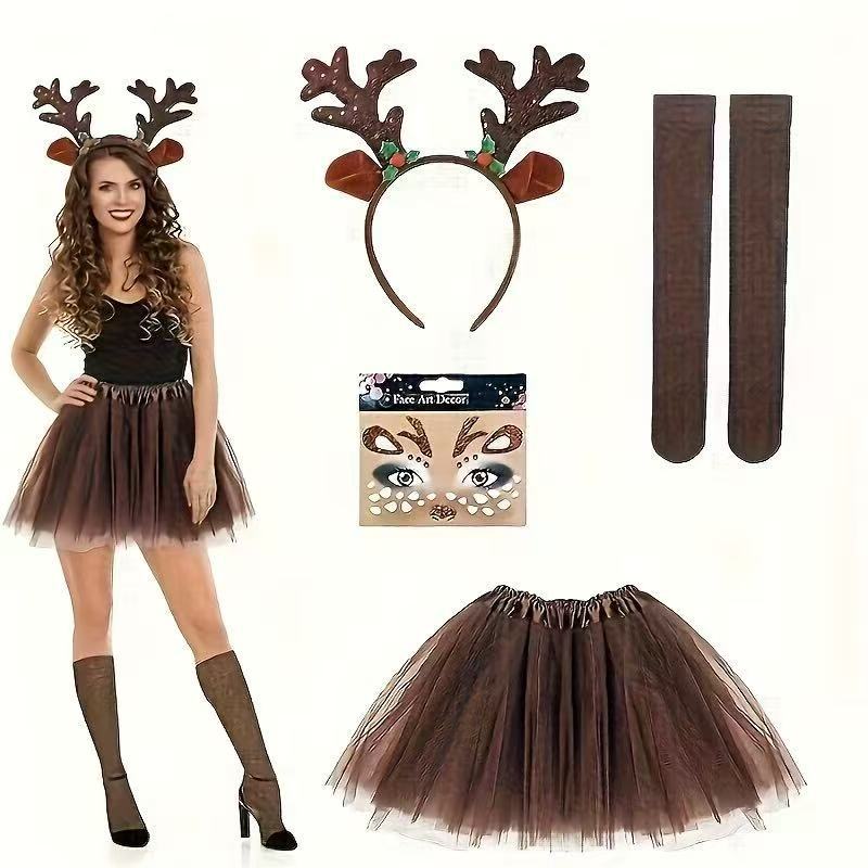 Reindeer Costume Set Antler He - Reindeer Antlers Headband 评论和价格