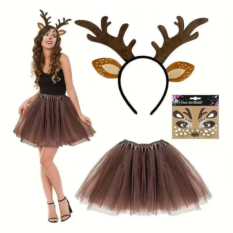 Reindeer Costume Set Antler He - Reindeer Antlers Headband 评论和价格