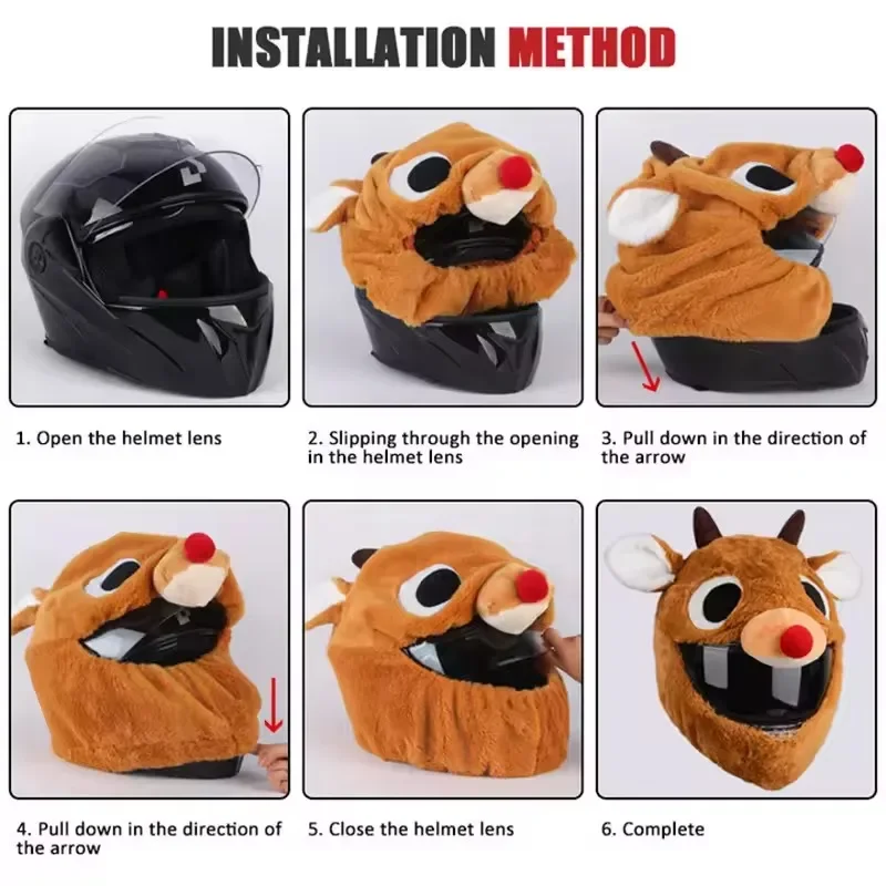 Motorcycle Cartoon Plush Helme - Santa Hat Plush 评论和价格