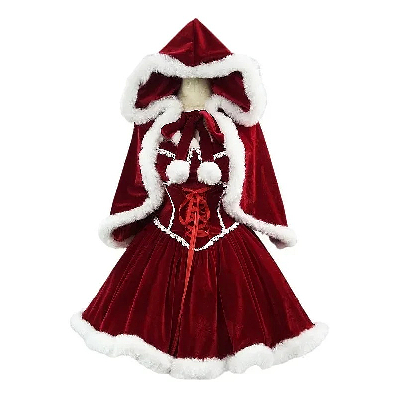 New Year Red Dress Cloak Cospl - Elf Costume Christmas 评论和价格