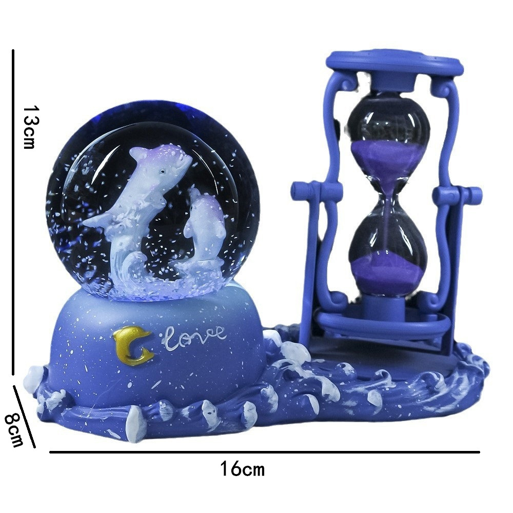 Dolphin Hourglass Timer Crysta - Snow Globe Musical 评论和价格