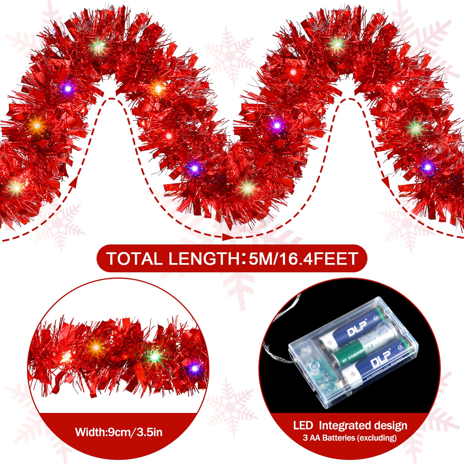 1/3pcs 5M Christmas Tinsel Gar - Tinsel Garland Decoration 评论和价格