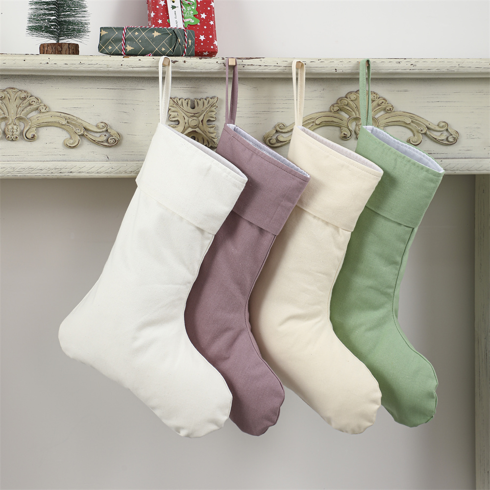 Linen Christmas Stocking Xmas  - Christmas Stocking Hanging 评论和价格
