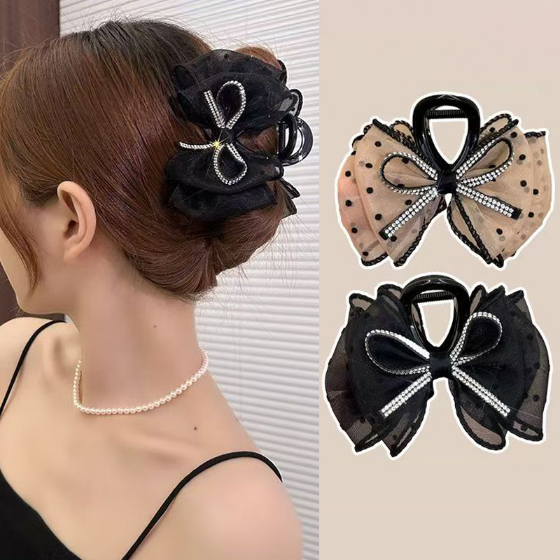 New Elegant Mesh Bow Hair Clip - Ribbon Bow Gift 评论和价格