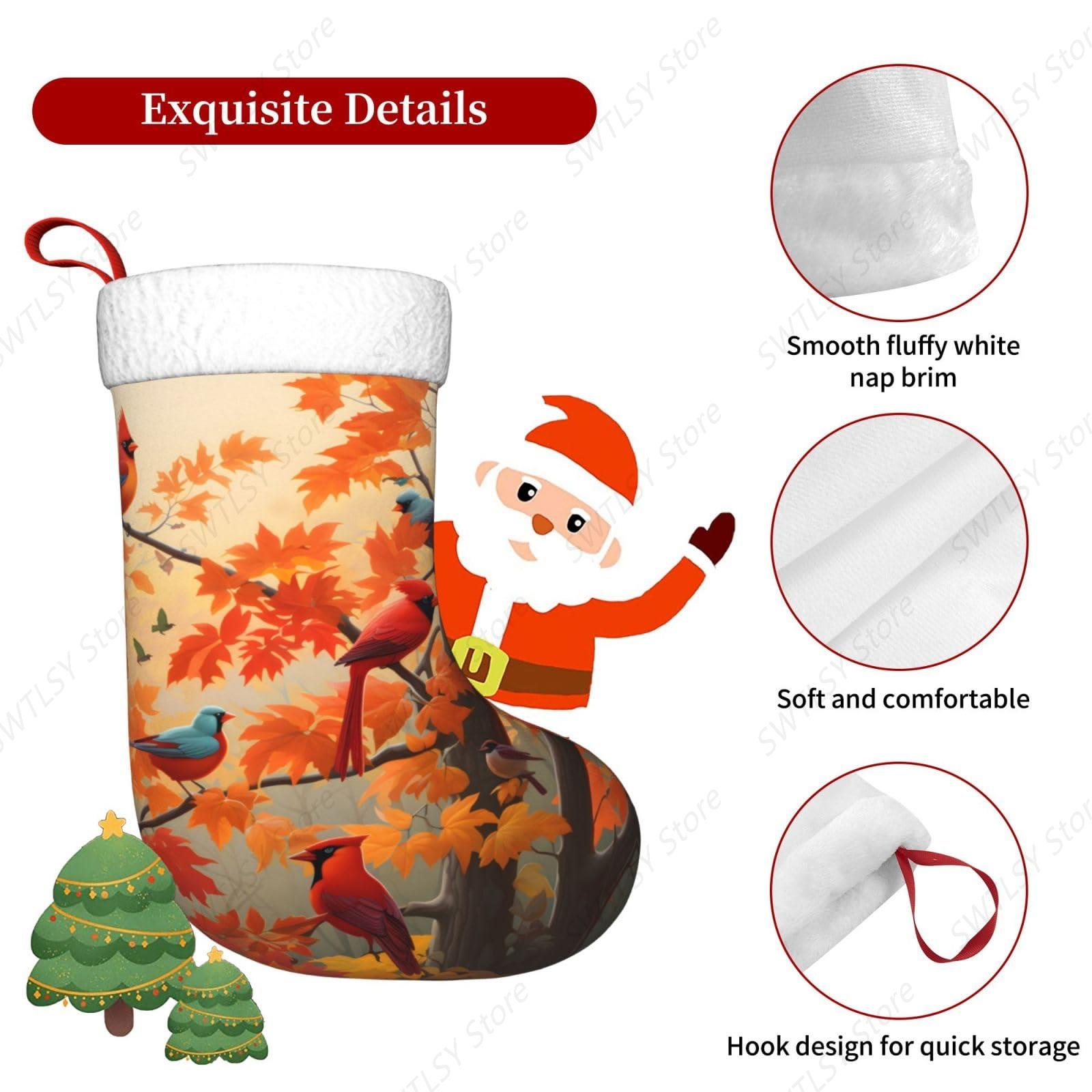 Fall Cardinal Birds and Maple- - Christmas Stocking Hanging 评论和价格