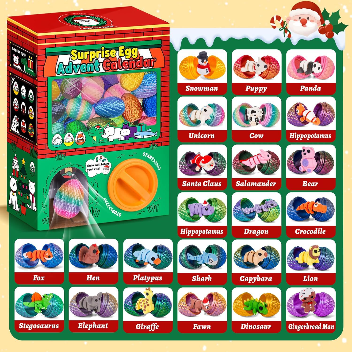 24pcs 3D Printed Surprise Egg  - Advent Calendar Gift 评论和价格