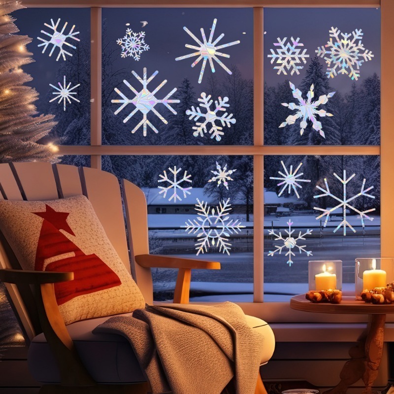 Xmas Snowflake Pattern Rainbow - Snowflake Window Decal 评论和价格